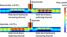 Simulations of Micropumps Based on Tilted Flexible Structures